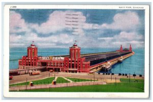 c1940 Birds Eye View Navy Pier Steamer Ship Chicago Illinois IL Vintage Postcard