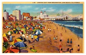 Postcard BEACH SCENE Long Beach California CA AR7115