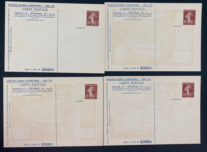 1931 Complete Set Of 12 Postcards International Colonial Exposition In Paris 