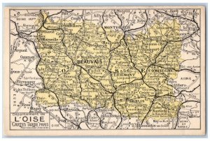 France Postcard Department Of Oise Maps Taride Paris c1920's Antique