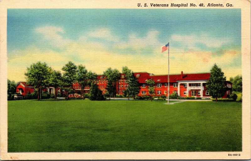 Vtg 1930s US Veterans Hospital No 48 Atlanta Georgia GA Linen Postcard