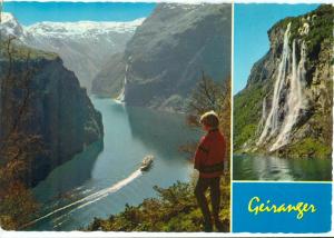 Norway, Geirangerfjord, Syv Sostre, unused Postcard