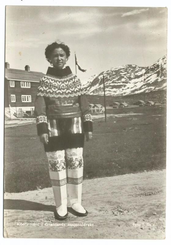 Woman in Greenland National Dress RP PPC, Unposted, c 1950's