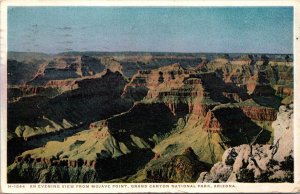 Vtg Arizona AZ Evening View from Mojave Point Grand Canyon 1920s Postcard