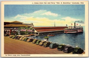 Sandusky Ohio OH, Cedar Point Pier, Ferry Geo A. Boeckling, Vintage Postcard