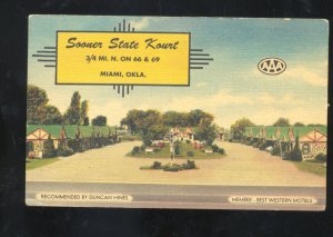 MIAMI OKLAHOMA ROUTE 66 SOONER STATE KOURT MOTEL LINEN ADVERTISING POSTCARD