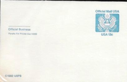 US Postcard Mint. Official Mail USA  Issued in 1982.