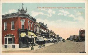 C-1910 INDEPENDENCE KANSAS View Pennsylvania Avenue Kress postcard 3617