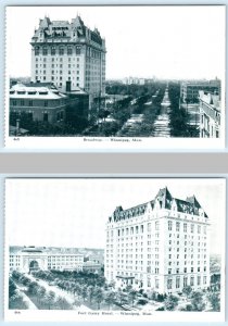 2 Postcards WINNIPEG, Manitoba Canada ~ BROADWAY & FORT GARRY HOTEL c1910s