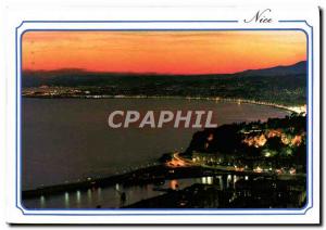 Postcard Modern Nice The Port and the Baie Des Anges Night