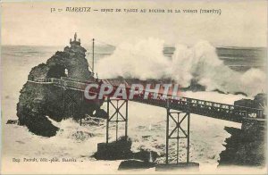 Old Postcard Biarritz Wave Effect in Rock of Tempete Virgin