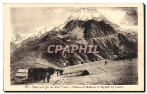 Old Postcard Mont Blanc Bellevue Railway Station and Aiguille du Gouter