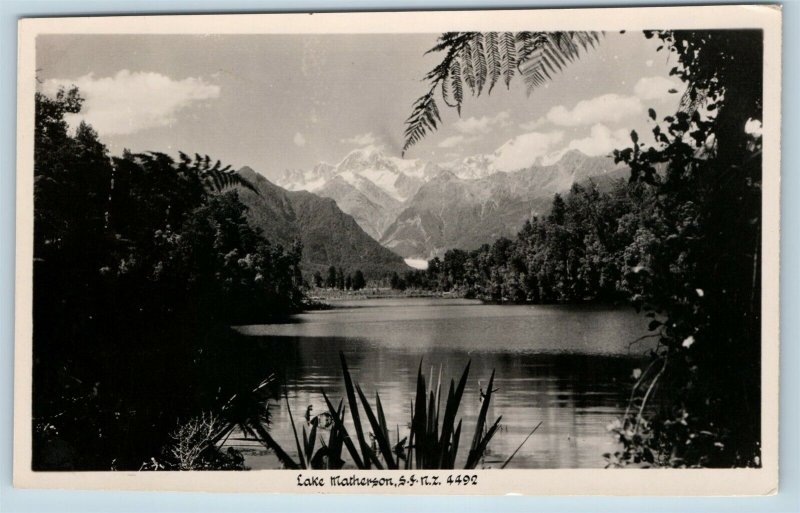 Postcard New Zealand South Westland Lake Matheson Mount Tasman RPPC Photo K19