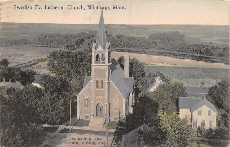 WINTHROP MINNESOTA~SWEDISH EVANGELICAL LUTHERAN CHURCH~W R NELSON POSTCARD 1907