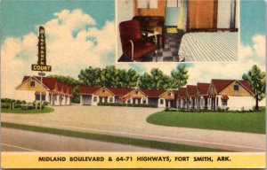 Postcard Blackburn Court on Midland Boulevard in Fort Smith, Arkansas