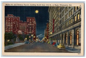 c1940's Wilmington Delaware DE Market St. & Rodney Square From 11th St. Postcard