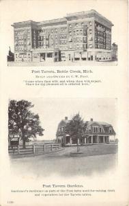 Battle Creek Michigan~Post Tavern & Gardens~Owned by C W Post~c1910 B&W Postcard