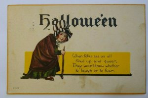 Halloween Postcard Nash Series H 425 Girl In Bonnet Wilkes Barre PA 1923