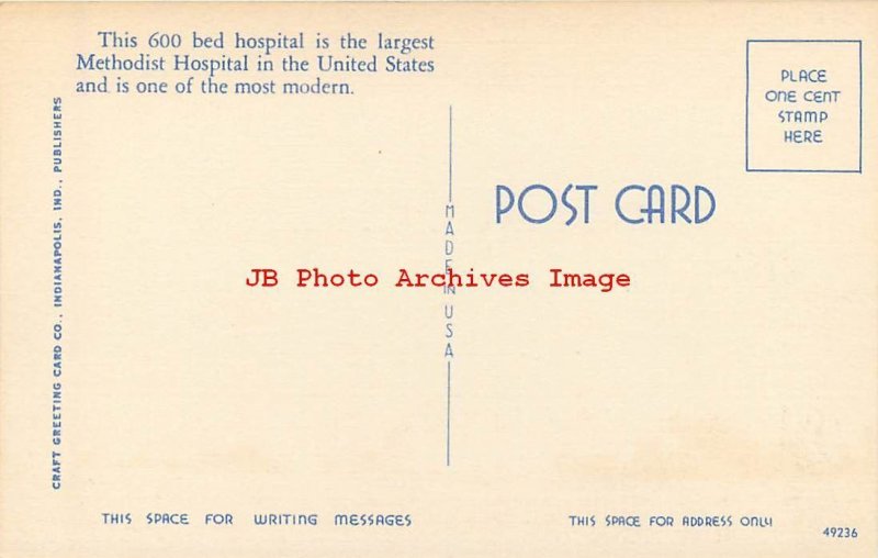 4 Linen Postcards, Indianapolis, Various Hospital Scenes, Methodist-Long-City