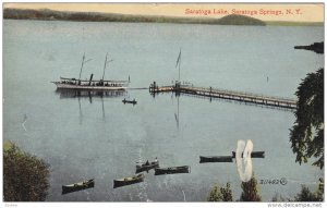 SARATOGA SPRINGS, New York, 1900-19101's; Saratoga Lake, Row Boats, Pier