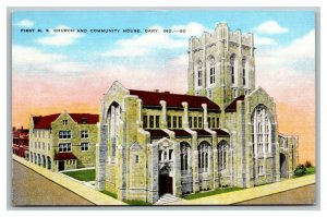 Vintage 1940's Postcard Gothic First Methodist Episcopal Church Gary Indiana