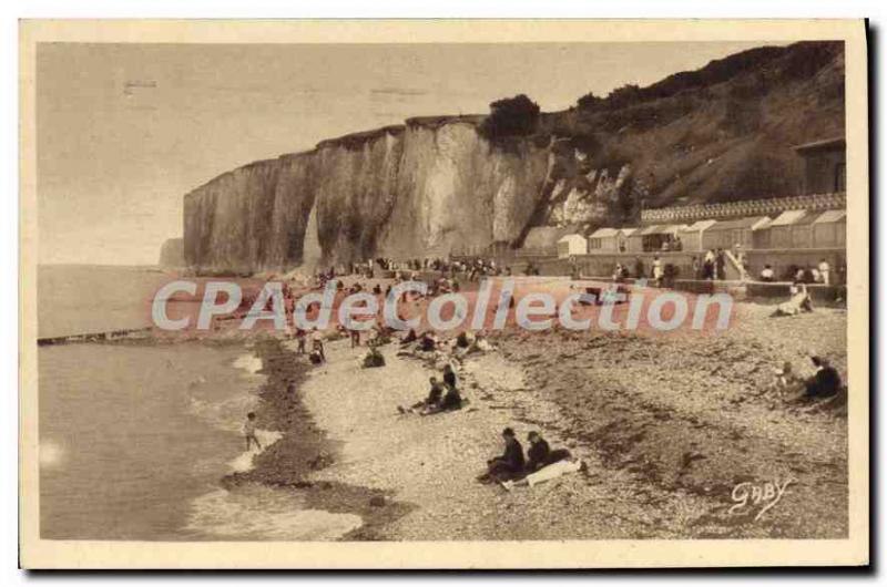 Postcard Old Vaules the Seine Inf Roses Beach and the cliff