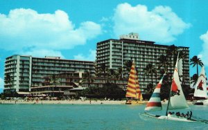 Vintage Postcard The Reef Hotel Waikiki Beach Ocean Room Panoramic View Hawaii