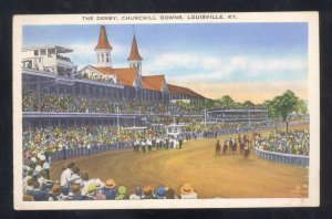 LOUISVILLE KENTUCKY CHURCHILL DOWNS HORSE RACING RACE TRACK VINTAGE POSTCARD