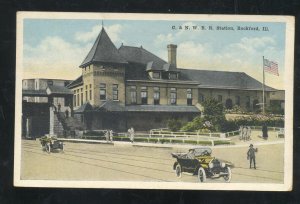 ROCKFORD ILLINOIS C&NW RAILROAD DEPOT TRAIN STATION VINTAGE POSTCARD