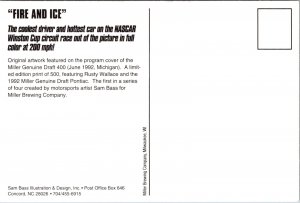 NASCAR Rusty Wallace Miller Genuine Draft Car c1992 Postcard Z21