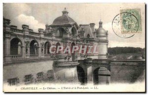 Old Postcard Chantilly Chateau L entree and drawbridge