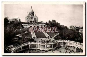 Paris Old Postcard The Basilica of Sacre Coeur and & # monumental 39escalier
