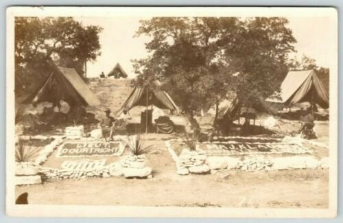 WWI Border War Era~Lieutenant Courtright~Maj Klausen Tents~3rd Batt~c1915 RPPC 