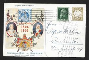 BAVARIA Stamps on Postcard Child & Beer Stein King's Jubilee Used c1912