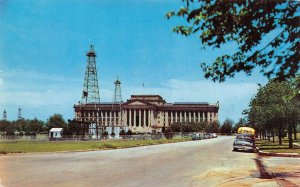 Oklahoma City, OK Oklahoma  STATE CAPITOL  Oil Derricks~50's Cars~Bus  Postcard