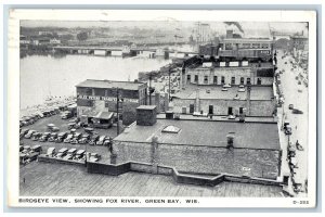 Green Bay Wisconsin WI Postcard Bird's Eye View Of Harbor 1946 Vintage Cars