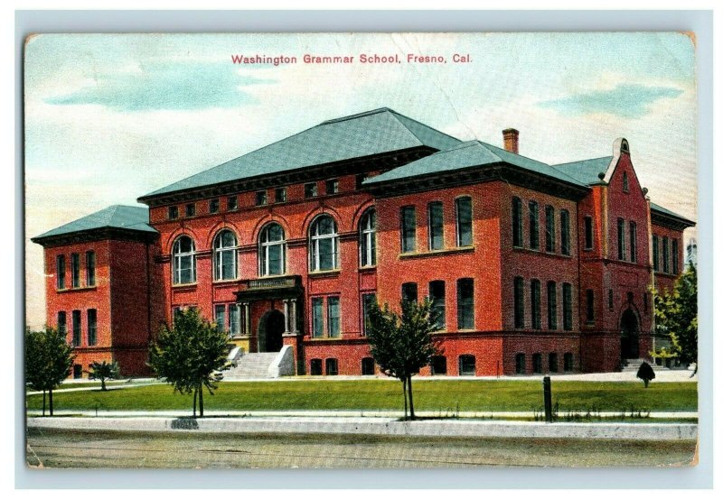Vintage Washington Grammar School, Fresno, Cal. Postcard P174
