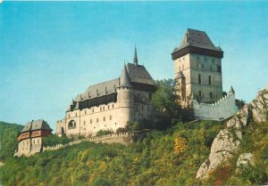 Postcard Czech Republic Karlstejn castle palace fortress towers architecture