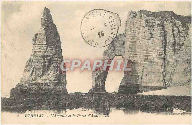 'Old Postcard Etretat The Needle and the Porte d''Aval'