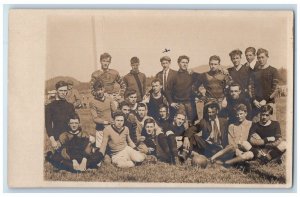 c1910's Rugby Team Football Students High School RPPC Photo Posted Postcard 