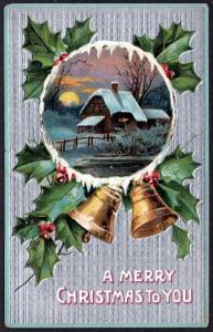 19xx Christmas Unused Embossed Picture Postcard!