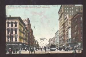 INDIANAPOLIS INDIANA DOWNTOWN WASHINGTON STREET SCENE VINTAGE POSTCARD