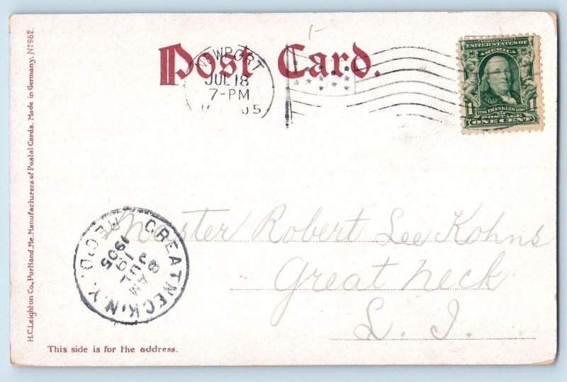 1905 Harbor From Fort Green Fishing Boat Newport Rhode Island Antique Postcard