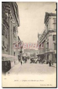 Old Postcard The Nice Opera and the Marche Aux Fleurs