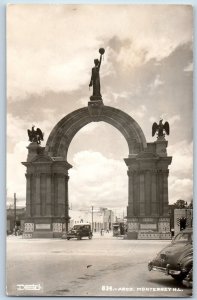 Monterrey Nuevo Leon Mexico Postcard Monument Human Bird Arch c1940's RPPC Photo