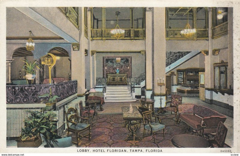 TAMPA , Florida , 1910s ; Lobby , Hotel Floridan