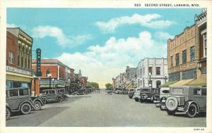 Autos 1935 Second Street Postcard Laramie Wyoming Sanborn 11391