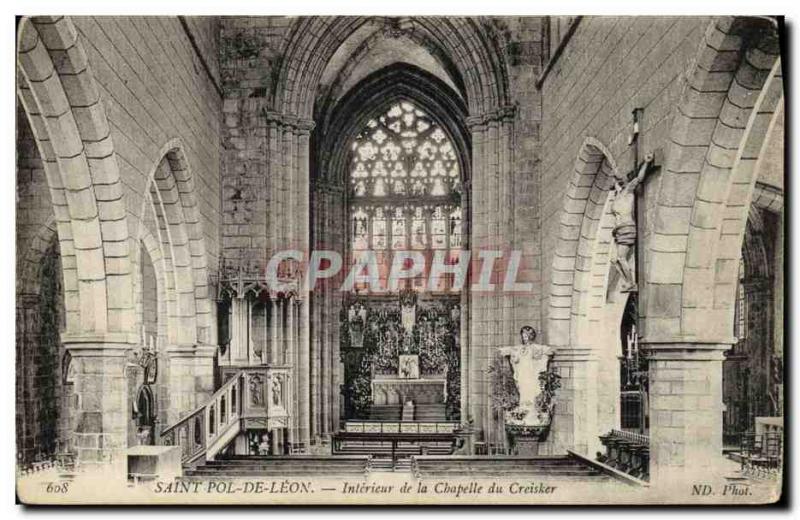 Old Postcard Saint Pol Leon Interior of the Chapel of Creisker