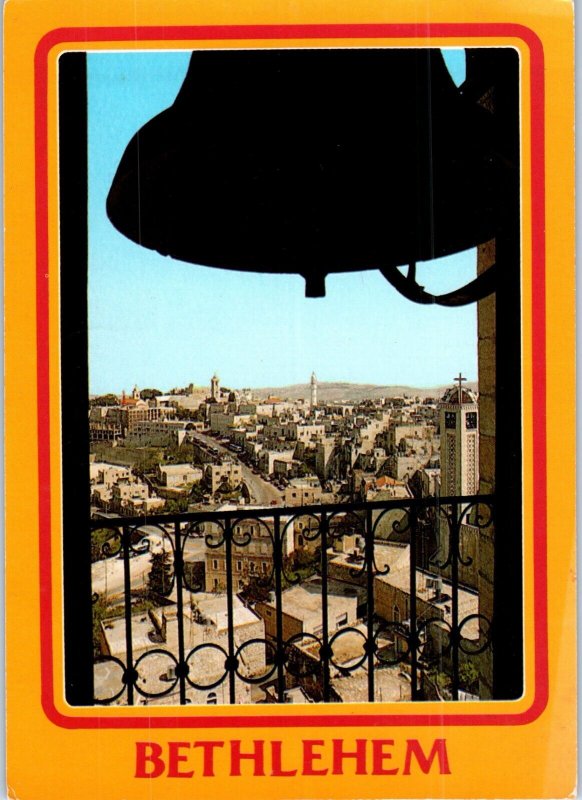 Christmas Bell at Bethlehem Israel Postcard Posted 1986