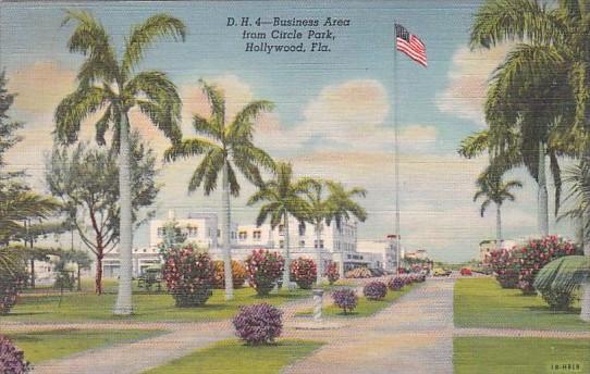 Florida Hollywood Business Area From Circle Park 1943 Curteich